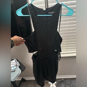 Women’s express black sparkly cut out dress